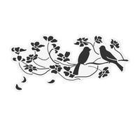 Azeeda Extra Large 720mm 'Birds On A Branch' Clear Static Window Cling Sticker/Decal (Black) (WC00143457)