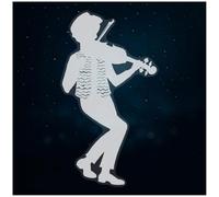 Azeeda Extra Large 720mm 'Folk Fiddler' Clear Static Window Cling Sticker/Decal (White) (WC00140617)
