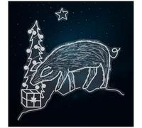 Azeeda Extra Large 720mm 'Pig and The Christmas Surprise ' Clear Static Window Cling Sticker/Decal (White) (WC00152953)