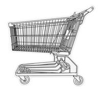 Azeeda Extra Large 720mm 'Shopping Trolley' Clear Static Window Cling Sticker/Decal (Black) (WC00151599)