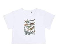 Azeeda Extra Small 'Dinosaur Species' Adult's Cotton Crop Top (CO00102440) White