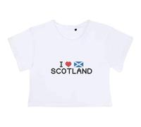 Azeeda Extra Small 'I Love Scotland' Adult's Cotton Crop Top (CO00089374) White