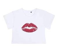 Azeeda Extra Small 'Red Lipstick Kiss' Adult's Cotton Crop Top (CO00066185)