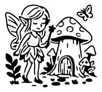 Azeeda 'Fairy Garden' Reusable Stencil - Durable Decorative Template for Painting and Spraying on Walls, Tiles, Wood, Fabric & Craft Projects - S (A6) (WS00070645)