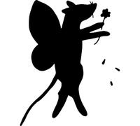 Azeeda 'Fairy Mouse with A Flower ' Reusable Stencil - Durable Decorative Template for Painting and Spraying on Walls, Tiles, Wood, Fabric & Craft Projects - S (A6) (WS00070051)