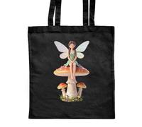 Azeeda 'Fairy on Toadstool' Classic Black Tote Shopper Bag (ZB00033113)
