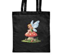 Azeeda 'Fairy on Toadstool' Classic Black Tote Shopper Bag (ZB00033114)
