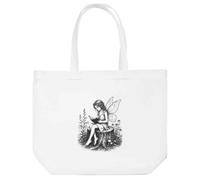 Azeeda 'Fairy On Tree Stump' Shopping Tote Bag - White (BG00093824)