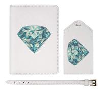 Azeeda 'Fancy Blue Cut Diamond' Passport Cover & Luggage Tag Travel Set (PA00038284)