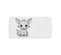 Azeeda 'Fantasy Cat' Pill Box with Tablet Splitter (PI00040877)