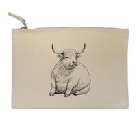 Azeeda 'Fat Highland Cow ' Canvas Clutch Bag/Accessory Case (CL00054622)