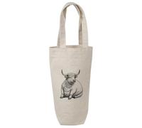 Azeeda 'Fat Highland Cow ' Cotton Wine Bottle Gift/Travel Bag (BL00051620)