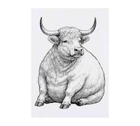 Azeeda 'Fat Highland Cow ' Temporary Tattoo - Water Resistant, Skin-Safe, Non-Toxic Transfer (TO00105687)