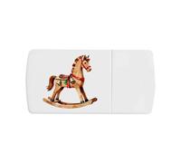 Azeeda 'Festive Rocking Horse' Pill Box with Splitter (PI00046739) | Compact Medicine Organiser / Tablet Cutter for Home and Travel