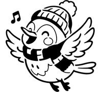 Azeeda 'Festive Singing Robin' Reusable Stencil - Durable Decorative Template for Painting and Spraying on Walls, Tiles, Wood, Fabric & Craft Projects - XXL (A2) (WS00080986)