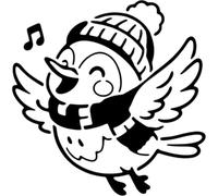 Azeeda 'Festive Singing Robin' Reusable Stencil - Durable Decorative Template for Painting and Spraying on Walls, Tiles, Wood, Fabric & Craft Projects - L (A4) (WS00062543)