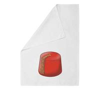 Azeeda 'Fez Hat' Cotton Tea Towel - White (TW00020603) | Dish Cloth for Drying, Baking, Cooking and Kitchen Decor