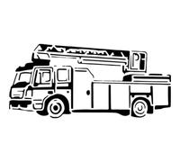 Azeeda 'Fire Truck' Reusable Stencil - Durable Decorative Template for Painting and Spraying on Walls, Tiles, Wood, Fabric & Craft Projects - L (A4) (WS00055943)