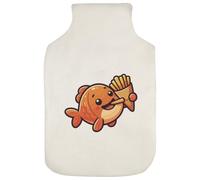 Azeeda 'Fish Eating Chips' Hot Water Bottle Cover (HW00052787)