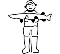 Azeeda 'Fisherman with Big Fish' Reusable Stencil - Durable Decorative Template for Painting and Spraying on Walls, Tiles, Wood, Fabric & Craft Projects - L (A4) (WS00053119)