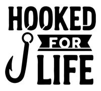 Azeeda 'Fishing Hooked for Life' Reusable Stencil - Durable Decorative Template for Painting and Spraying on Walls, Tiles, Wood, Fabric & Craft Projects - XXL (A2) (WS00080482)