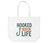 Azeeda 'Fishing Hooked For Life' Tote Shopping Bag For Life (BG00084853)