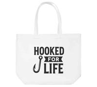Azeeda 'Fishing Hooked For Life' Tote Shopping Bag For Life (BG00084855)