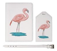 Azeeda 'Flamingo' Passport Cover & Luggage Tag Travel Set (PA00022610)