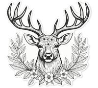 Azeeda 'Floral Stag Head' Window Cling - Black, 46cm (WC00169124) | Reusable Removable Static Cling Decal for Mirrors, Glass Doors and Cars