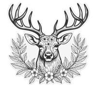 Azeeda 'Floral Stag Head' Window Cling - Black, 72cm (WC00169125) | Reusable Removable Static Cling Decal for Mirrors, Glass Doors and Cars