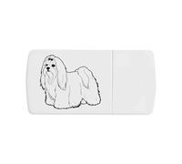 Azeeda 'Fluffy Maltese Dog' Pill Box with Tablet Splitter (PI00041879)
