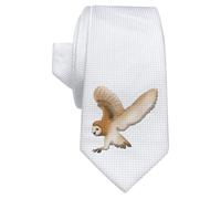 Azeeda 'Flying Barn Owl' White Tie/Necktie with Gift Box (AT00022705)