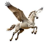 Azeeda 'Flying Pegasus' White Premium Vinyl Decal Sticker - Waterproof, Durable & Easy to Apply - for Car Bumpers, Windows, Bins & More - Large (210mm) (DW00196003)