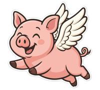 Azeeda 'Flying Pig' White Premium Vinyl Decal Sticker - Waterproof, Durable & Easy to Apply - for Car Bumpers, Windows, Bins & More - XXL (720mm) (DW00177093)