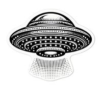 Azeeda 'Flying Saucer' White Premium Vinyl Decal Sticker - Waterproof, Durable & Easy to Apply - Ideal for Car Bumpers, Windows, Bins and More - Medium (100mm) (DW00119897)