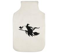 Azeeda 'Flying Witch with Cat On Broomstick' Hot Water Bottle Cover (HW00047285)