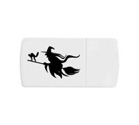 Azeeda 'Flying Witch with Cat On Broomstick' Pill Box with Tablet Splitter (PI00040769)