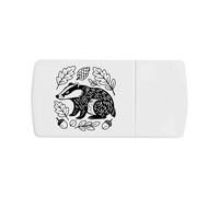 Azeeda 'Folk Style Woodland Badger' Pill Box with Tablet Splitter (PI00042209)