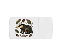 Azeeda 'Folk Style Woodland Badger' Pill Box with Tablet Splitter (PI00042210)