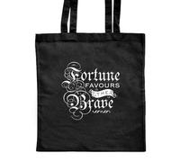 Azeeda 'Fortune Favours The Brave' Classic Black Tote Shopper Bag (ZB00022919)