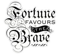 Azeeda 'Fortune Favours The Brave' Clear Premium Vinyl Decal Stickers - Waterproof, Durable & Easy to Apply - for Car Bumpers, Windows, Bins & More - XXL (720mm) (DC00159713)