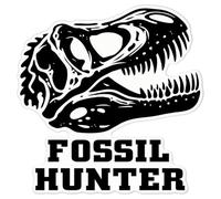 Azeeda 'Fossil Hunter Dinosaur Skull' White Premium Vinyl Decal Sticker - Waterproof, Durable & Easy to Apply - Ideal for Car Bumpers, Windows, Bins and More - Large (210mm) (DW00119834)