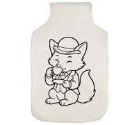 Azeeda 'Fox Drinking Tea' Hot Water Bottle Cover (HW00051118)
