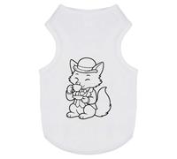 Azeeda 'Fox Drinking Tea' Pet Dog/Cat T-Shirt, L (PT00192915)