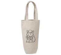 Azeeda 'Fox Drinking Tea' Wine Bottle Bag - Natural (BL00051185)