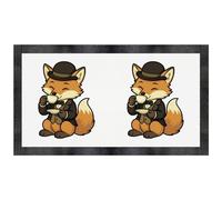 Azeeda 'Fox Enjoying Tea in Formal Attire' Pet Feeding Mat (PM00039502)