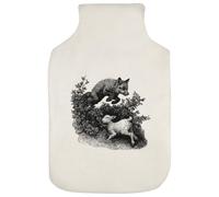 Azeeda 'Fox & Lamb' Hot Water Bottle Cover (HW00053878) | Soft Fabric Case for Bedtime, Winter Warmth, Home and Gifts