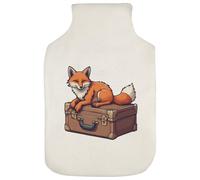 Azeeda 'Fox on Suitcase' Hot Water Bottle Cover (HW00049312)