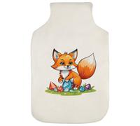 Azeeda 'Fox Polishing Gems' Hot Water Bottle Cover (HW00052659) | Soft Fabric Case for Bedtime, Winter Warmth, Home and Gifts