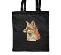 Azeeda 'Fox Portrait Side View' Shopping Tote Bag - Black (ZB00035067)